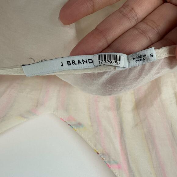 J Brand Womens Neon Pink Yellow Stripe Sheer V Neck Cami Tank Top Size Small - Picture 5 of 9